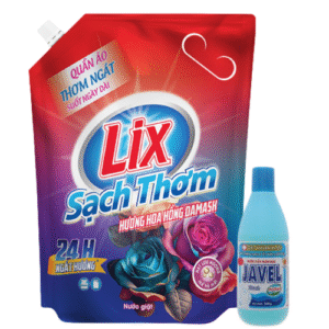 Nước giặt Lix sạch thơm hương hoa hồng Damask 2,6Kg Tặng Nước tẩy quần áo Javel Lix 300g