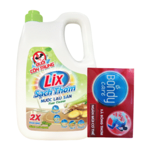 Nước lau sàn Lix sạch thơm hương gừng và sả chanh 3,6L Tặng xà bông thơm Bondy Care  90g